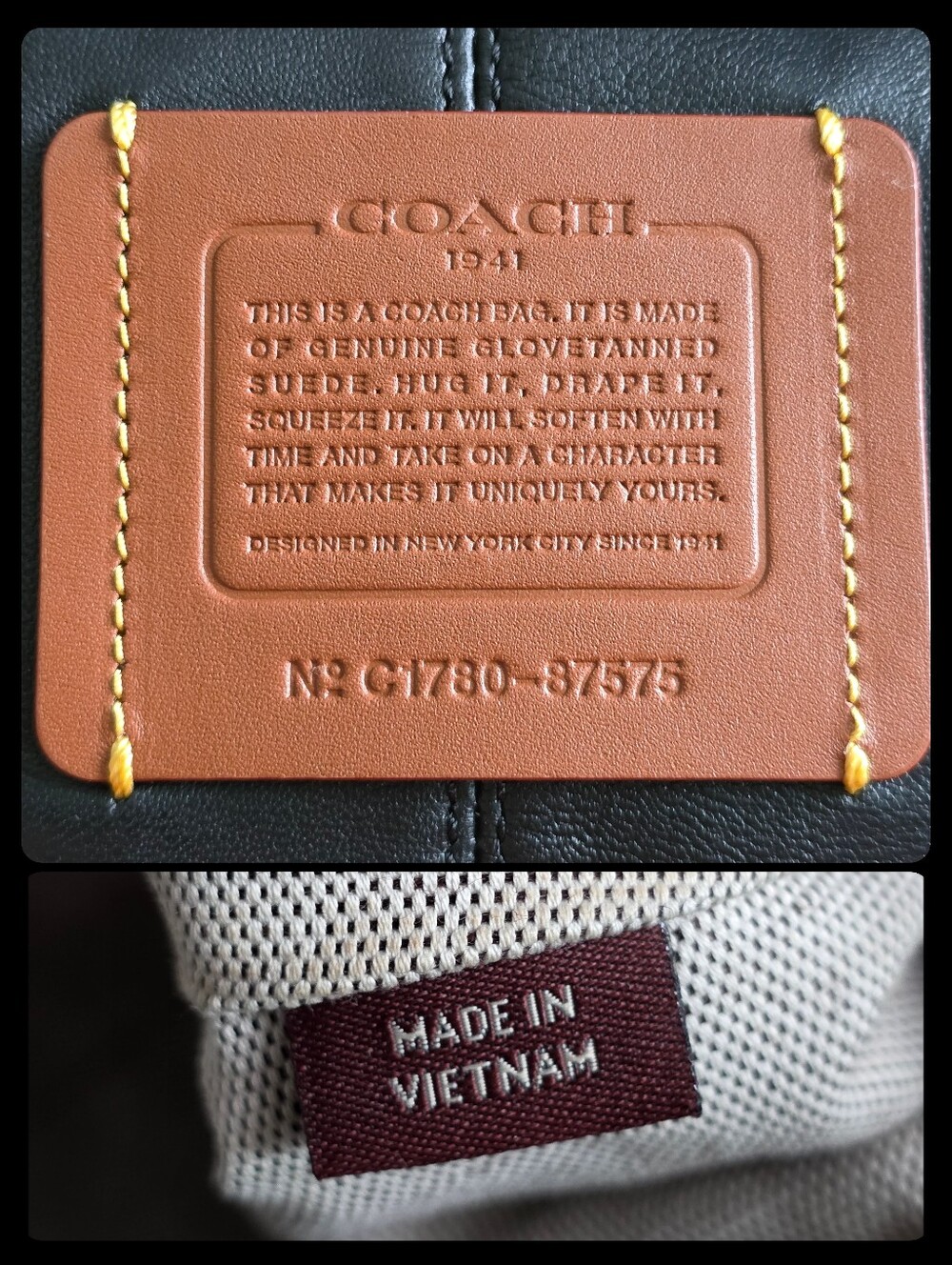 Coach Bandit 39 87575 Hobo Oak Tan Suede Brown Black Leather Bag 1941 - Picture 16 of 16